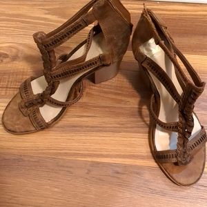 Brown strappy heels